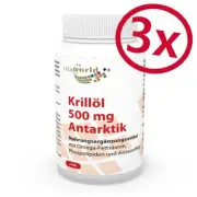 3 Pack Krill oil antarctic 500mg 300 Capsules Vita World German pharmacy