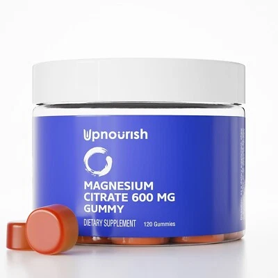 UpNourish MagnesiumCitrate Gummies Adults & Kids 600mg exp 7/2026