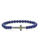 Lagos Two-Tone Caviar Cross Lapis Stretch Bracelet