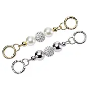 2Pcs 14.5cm/5.7" Pearl Purse Chain Strap Extender for Women Handbag, Gold/Silver