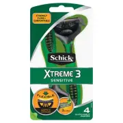 Schick Mens Razor Disposable Xtreme 3 Sensitive 4PK