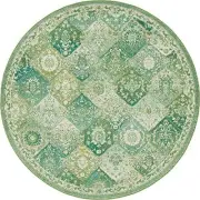 Penrose Collection Area Rug - Blake (6' 1" Round, Green/ Beige)