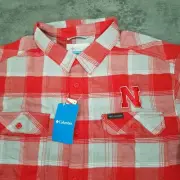 COLUMBIA NCAA Nebraska Cornhuskers CLG Flare Gun Flannel Shirt Mens Size XL Red