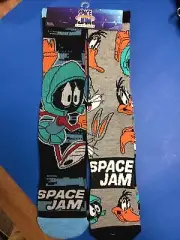 Funny Sock Space Jam Mens 6-12 Crew 2 Pair