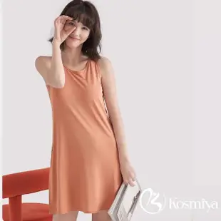 【Kosmiya】1件 罩杯式 莫代爾涼感無袖睡裙/寬鬆睡衣/短袖睡衣/女睡衣/莫代爾睡衣/涼感睡衣(4色可選/M-XL)