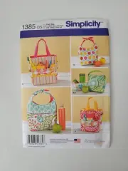 Simplicity Pattern for Art Caddies, Lunch & Snack Bags #1385