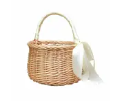 Rattan Baskets Wicker Rattan Basket Wicker Women Straw Basket with Handle for Home Decor Rattan Basket Champagne