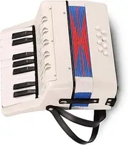 Piano Celluloid Accordion, 17 Keys 8 Bass Hand Accordion with Strap, Interest Cultivation Musical Instrument for Kids Beginners Students