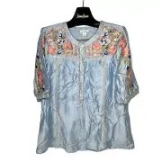 Silk SUNDANCE Gisela Embroidered Top Sz
