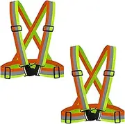 DUSKCOVE 10 Pack Hi Vis Safety Vests - Adjustable Bright Neon Color High Visibility Reflective Safety Straps Gear