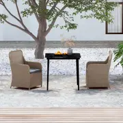 3 Piece Garden Dining Set with Cushions Brown vidaXL