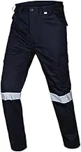 Men's 100% Cotton Work Trousers with Knee Pad Pockets, Straight Fit Multi Pockets Combat Cargo Work Pant