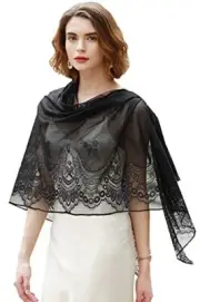 Shawls and Wraps for Evening Dresses Scarfs for Women Pashmina Wedding Black-3