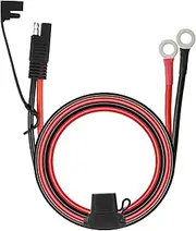 SAE Battery Connector to Ring Terminal Harness With 15A Fuse - 2 Pin Quick Disconnect Connector, 2FT Cable for Motorcycle, RVs, Boats