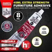Handy Hardware [8PK] Glue Furniture Adhesive, 45ml Tubes, Super Strong & Durable
