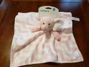 New NWT Girl Carters Pink White Chevron Stripe Elephant Lovey Security Blanket
