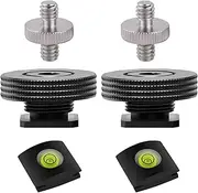 1/4" Female Thread to Hot Shoe Adapter Double Nut Camera Hot Shoe Mount to 1/4"-20 Converter Thread Screw Adapter Mini Cold Shoe Mount with to 1/4 inch Male Post Flash for Video Light