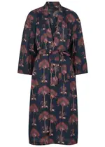 Desmond & Dempsey Ravenala Printed Cotton Robe - Navy - S S