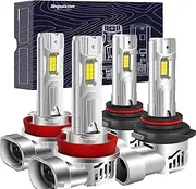Tequison High and Low Beam HB3 H8/H9/H16 Light Bulbs Fog 800% Ultra Brighter 6500K Cool White with 14000RPM Cooling Fan, Plug and Play, pack of 4