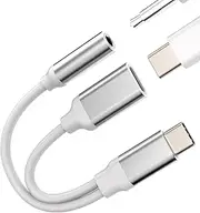 USB C to 3.5mm Headphone Jack Adapter for iphone(2 in 1)Type C Charging Cable Dongle for Samsung S23 Macbook Charger Accessories Car Stereo DAC AUX Audio Splitter for Apple 15Pro Max Plus for Ipad Pro