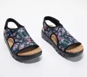 Alegria Knit Back Strap Comfort Sandals - Micah Black Floral Size 8-8.5