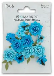 49 And Market Florets Paper Flowers-Pacific - 3 Pack