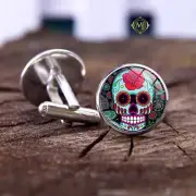 Candy Skull Cufflinks Mens Silver Skull Cufflinks High Quality Cufflinks for Men