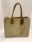 Michael Kors Logo Cream with Brown and Gold Tone Accents Cross Shoulder/Handbag