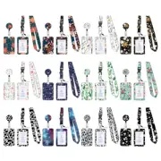 Retractable Badge Reel Card Holder and Lanyard Set, Name Card Badge Reel Holder
