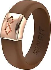 [Rinfit] Silicone Rings for Women & Men - Silicone Wedding Bands Women or Men - Infinity Ring with Metal Plate - Rubber Rings - Patented Design