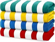 Kaufman - Bright Colored Beach Towels | 100% Cotton Oversized Large Beach Towel | Cabana Striped Towels for Beach/Pool/Hot Tub | Lightweight Velour Beach Towels Set | 30" x 60" | 4 Pack
