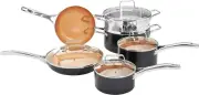Amazon Basics Ceramic Nonstick Pots and Pans Cookware Set, 10-Piece Set- Copper