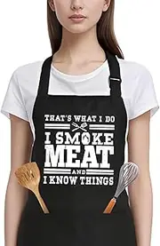 [Kimoli] Grilling Aprons for Men Funny Adjustable Neck Strap Chef Apron with 3 Pockets, BBQ Mens Cooking Apron, Chef Apron for Kitchen, Black