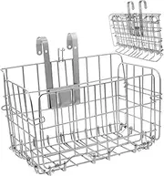 Generic Foldable Bike Basket for Rear Rack Capacity Bicycle Storage Basket with Mounting Easy Installation for Groceries and Pets Metal Frame