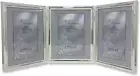 510780T Silver Plated Double Bead Hinged Triple Picture Frame, 8 by 10-Inch