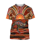 Aboriginal Style Printed Pattern Short sleeve T-Shirt
