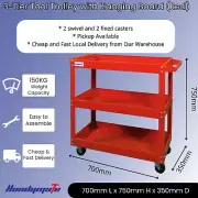 75CMx70CM 3-Tier Steel Tool Cart Trolley Workshop Garage Storage 17A-Red
