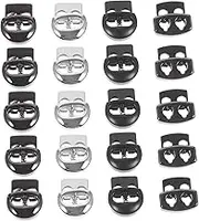 EXAOMBLE 20Pcs Spring Toggles for Hoodie Replacement Cord Durable Cord Locks for Lanyards Clothing Bags and DIY Projects Smooth Dual Design