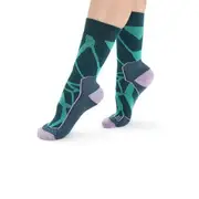 Icebreaker Women's Crew Hike - Medium Cushion - Fractured Landscapes - Green Glory