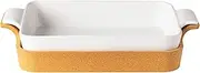Casafina Ceramic 16" x 10.25" Rectangular Baker with Cork Tray - Ensemble Collection, White | Oven & Dishwasher Safe Bakeware | Food Safe Glazing | Restaurant Quality Dinnerware