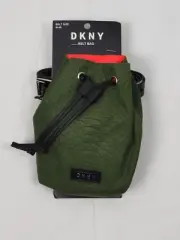 DKNY Bag Green Black Belt Size Medium Drawstring-Pouch Logo