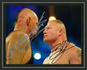 BROCK LESNAR + UNDERTAKER - WWE WRESTLING - A4 SIGNED PHOTO POSTER