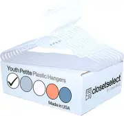 30 Pk Youth Petite Plastic Hangers for Children Clothes Sizes 8 to 12, Petite, P