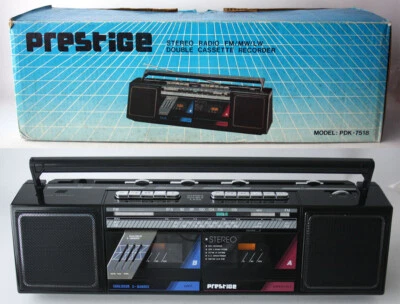 VINTAGE 80'S PRESTIGE STEREO DOUBLE CASSETTE PLAYER RECORDER PDK 7518 NEW NOS !