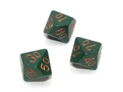 Chessex Tens 10 Dice Opaque Polyhedral Dusty Green/copper Tens 10