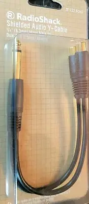 Shielded Audio Y - Cable, 1/4" Mono Male to Dual RCA (phono) Female
