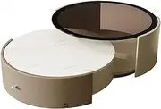 EKDJSN Nesting Table Set of 2, Integrated Merging Coffee Tables, Drawer Storage Design, Center Table with Hidden Hardware Rails, Bottom Roller Design, for Small Spaces