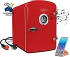 4L 6 Can Portable Mini Fridge with Bluetooth Speaker Compact Personal Cooler War