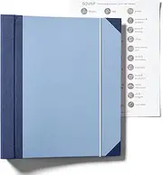 Document Organizer Folio, in Case I Go Missing Binder, Wear-Resistant Document Holder, Important Document Folder with Labels Pockets, Elastic Closure Birth Certificates Social Security Cards (Blue)