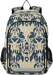 [RPLIFE] School Backpack for girls boys,Kids Book Bags, Elementary School Backpack for kids, Blue Leaf Beige